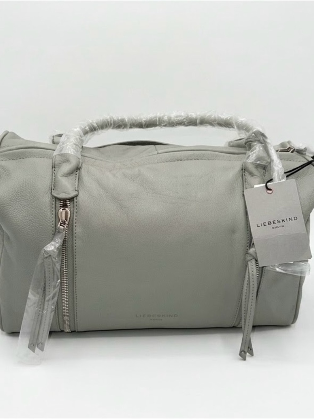 Liebeskind Pale Gray Pebbled Leather Satchel